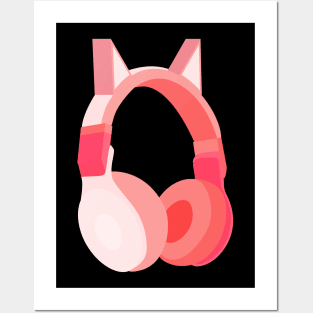 Cat Ear Headphones Posters and Art